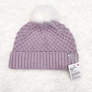 lululemon athletica lavender knit pom-pom beanie